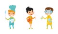 Kid Characters Set Engaging in Different Occupations Vector Set Royalty Free Stock Photo
