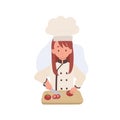 Kid Chef Chopping tomatoes. Cute Kid Chef Illustration