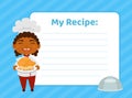 Kid Chef Recipe Card with Empty Space Vector Template