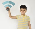 Kid Child Wifi Icon Papercraft Holding Royalty Free Stock Photo