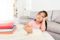 Kid children writing personal school homework Royalty Free Stock Photo