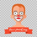 Kid with clown face painting vector illustrations