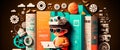 Kid Coding Computer Programming Paper cut banner, Generative AI Royalty Free Stock Photo