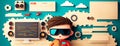 Kid Coding Computer Programming Paper cut banner, Generative AI Royalty Free Stock Photo