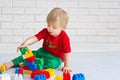 Kid and constructor blocks