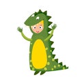 Kid crocodile costume festival superhero character isolated vector illustration