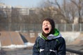 Kid crying very loud in a temper tantrum Royalty Free Stock Photo