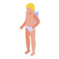 Kid cupid icon isometric vector. Love bow Royalty Free Stock Photo