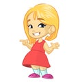 Cute happy cartoon blonde girl illustration