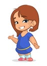 Cute happy cartoon girl illustration