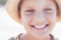 Kid cute straw hat happy smile Royalty Free Stock Photo