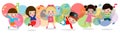 Kid dancing together, Children dancing break dance. boys and girls dancer, Happy multiracial child jumping on background colorful Royalty Free Stock Photo