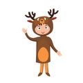 Kid deer costume festival superhero character isolated vector illustration