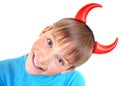 Kid with Devil Horns Royalty Free Stock Photo