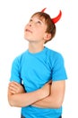 Kid with Devil Horns Royalty Free Stock Photo