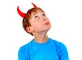 Kid with Devil Horns Royalty Free Stock Photo