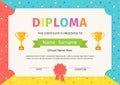 Kid diploma, certificate. Vector illustration. Cute preschool design Royalty Free Stock Photo