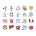 Kid Doctor Disease Treatment Icons Set Vector