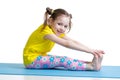 Kid doing fitness exercises Royalty Free Stock Photo