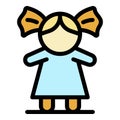 Kid doll icon color outline vector Royalty Free Stock Photo