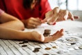 Kid earning money for future Royalty Free Stock Photo