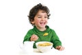 Kid eating cornflakes Royalty Free Stock Photo