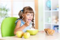 Kid eating Healthy Food in Nursery Royalty Free Stock Photo