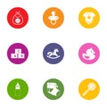 Kid education icons set, flat style Royalty Free Stock Photo