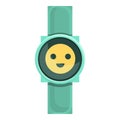 Kid emoji smart watch icon, cartoon style