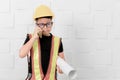 Kid engineer action was shocked to see something in front of the