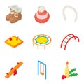 Kid events icons set, cartoon style