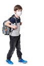 Kid with face mask holding school bag Royalty Free Stock Photo