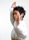 Kid in fighting stance Royalty Free Stock Photo