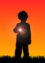 Kid with flashlight Royalty Free Stock Photo