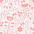 Kid flower and butterfly summer seamless pattern. Surface design