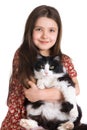 Kid and fluffy cat Royalty Free Stock Photo