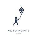 kid flying kite icon. Trendy flat vector kid flying kite icon on Royalty Free Stock Photo