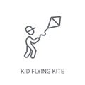 kid flying kite icon. Trendy kid flying kite logo concept on whi Royalty Free Stock Photo