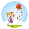 Kid flying kite icon Royalty Free Stock Photo