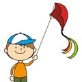 Kid flying kite icon Royalty Free Stock Photo