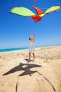 Kid flying kite outdoor Royalty Free Stock Photo