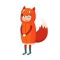 Kid fox costume festival superhero character isolated vector illustration Royalty Free Stock Photo