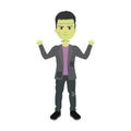 Kid in frankenstein halloween costume. Vector illustration of boy in  costume of cute funny monster Royalty Free Stock Photo