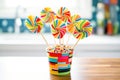 kid-friendly pinwheel veggie wraps in a colorful silicone cupcake liner Royalty Free Stock Photo