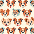 Kid-Friendly Smiling Dog Face Seamless Pattern Royalty Free Stock Photo