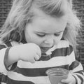 Kid with frozen fruit yogurt, gelato or sorbet Royalty Free Stock Photo