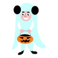Kid in ghost costume for Halloween vector illustration Royalty Free Stock Photo