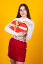 Kid with gift. shopping on holidays. time for presents. happy birthday. child with box. best present ever. be my Royalty Free Stock Photo