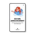 Kid Girl Announcement Children Clothes Vector