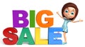 Kid girl with Bigsale sign Royalty Free Stock Photo